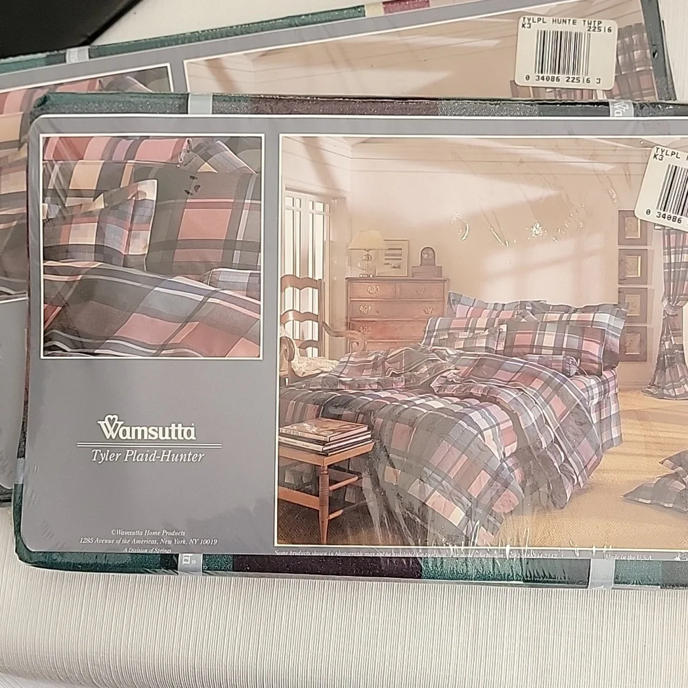 NWT 3 Wamsutta Tyler Plaid Hunter Collection Twin Flat Sheet Supercale Plus